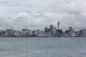To meet up with our friends on Waiheke Island, we took a ferry from Devonport Wharf. We looked back across the harbour at Auckland City as we waited to board our ferry.