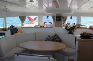 The interior of the yacht was beautifully appointed. Our hosts had their berth and facilities in one hull and we had a full-sized double berth and our own facilities in the other hull.